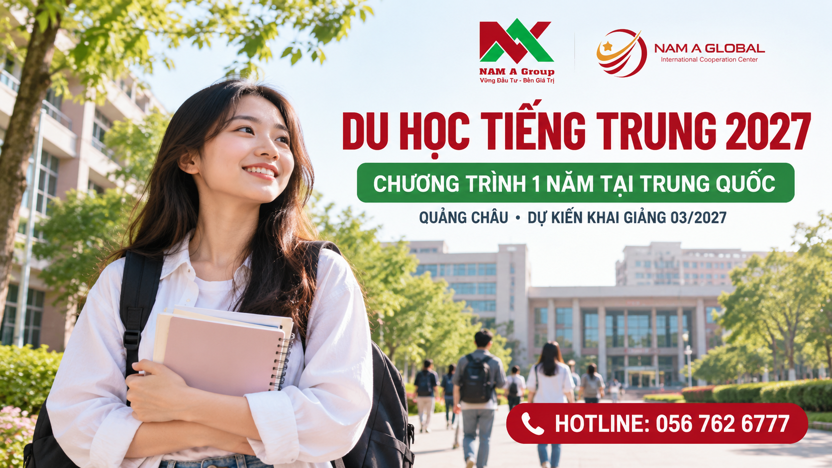 Ảnh tuyển sinh du học tiếng Trung 1 năm tại Trung Quốc 2027 của Nam Á Group, dự kiến khai giảng tháng 3/2027.